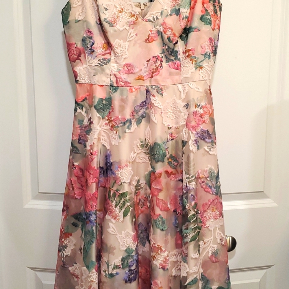 Eliza J Embroidered Flower Dress